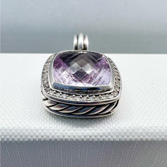 David Yurman Albion 14mm Lavender Amethyst Diamond Pendant Enhancer - Picture 10 of 14